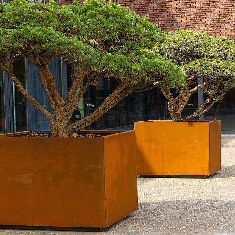 Weathering steel flower pot